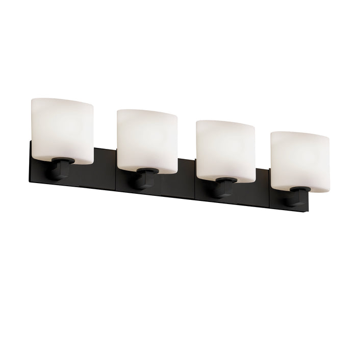 Justice Designs FSN-8924-30-OPAL-MBLK Four Light Bath Bar, Matte Black