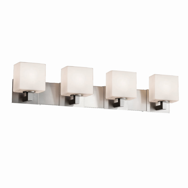 Justice Designs FSN-8924-55-OPAL-NCKL Four Light Bath Bar, Brushed Nickel