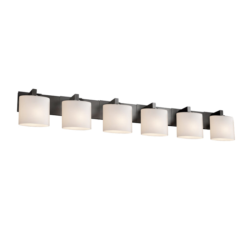 Justice Designs FSN-8926-30-OPAL-MBLK Six Light Bath Bar, Matte Black