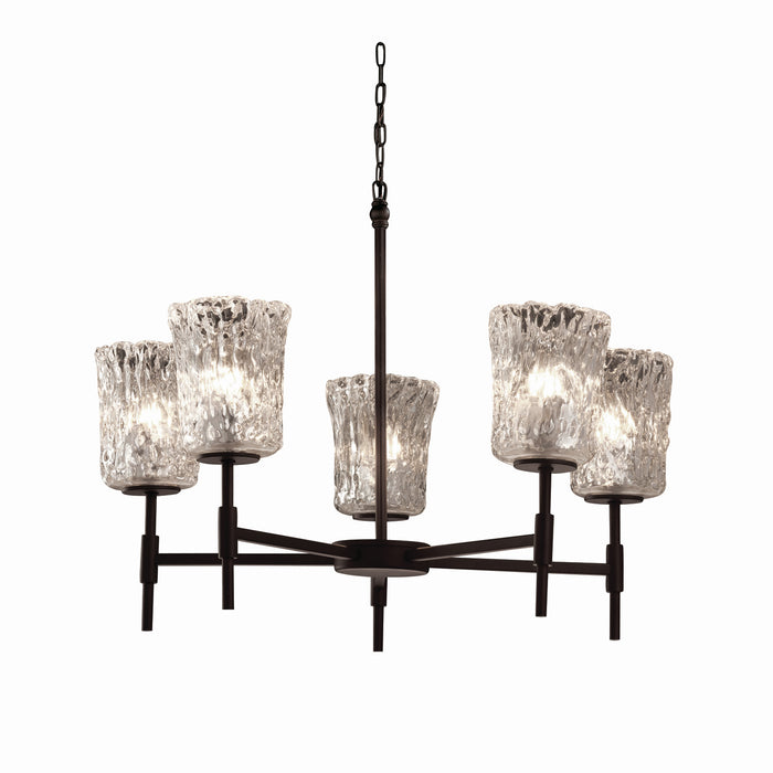 Justice Designs GLA-8410-16-CLRT-MBLK Five Light Chandelier, Matte Black