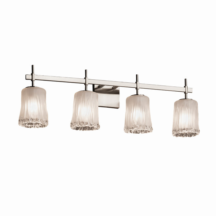 Justice Designs GLA-8414-16-WTFR-NCKL Four Light Bath Bar, Brushed Nickel