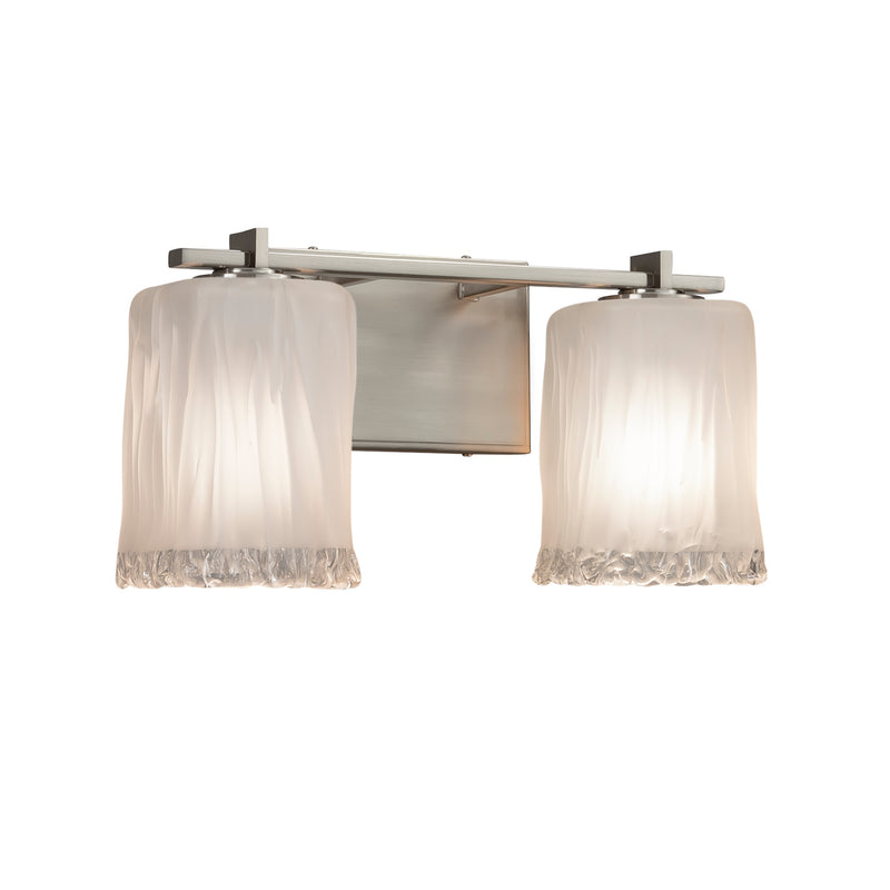 Justice Designs GLA-8442-26-WTFR-NCKL Two Light Bath Bar, Brushed Nickel