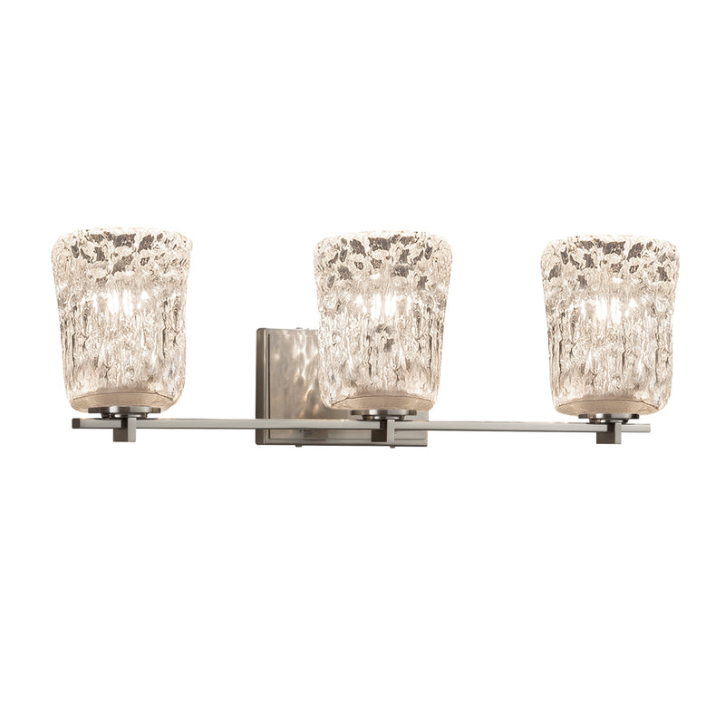 Justice Designs GLA-8443-16-CLRT-NCKL Three Light Bath Bar, Brushed Nickel