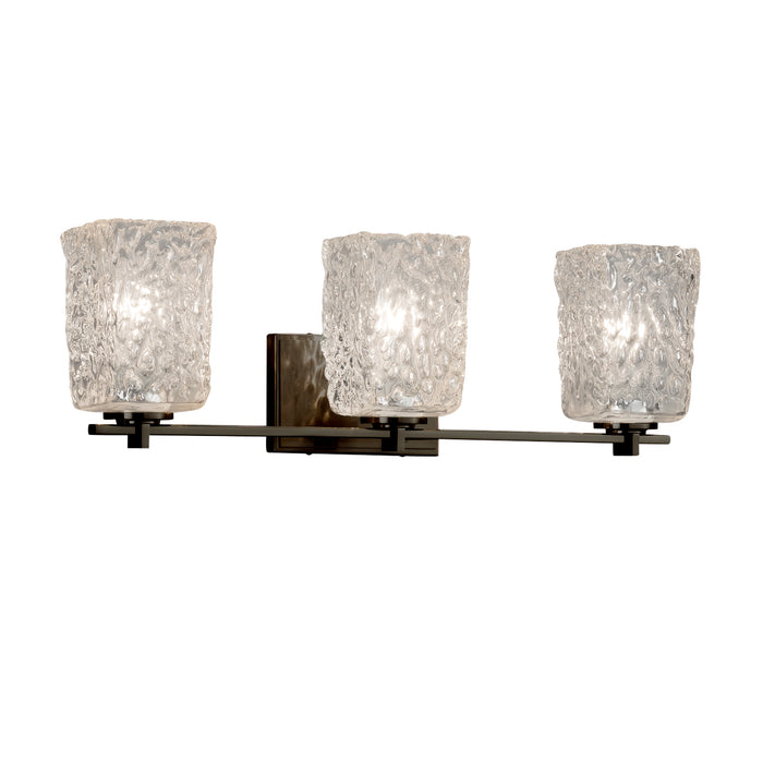 Justice Designs GLA-8443-26-CLRT-DBRZ Three Light Bath Bar, Dark Bronze