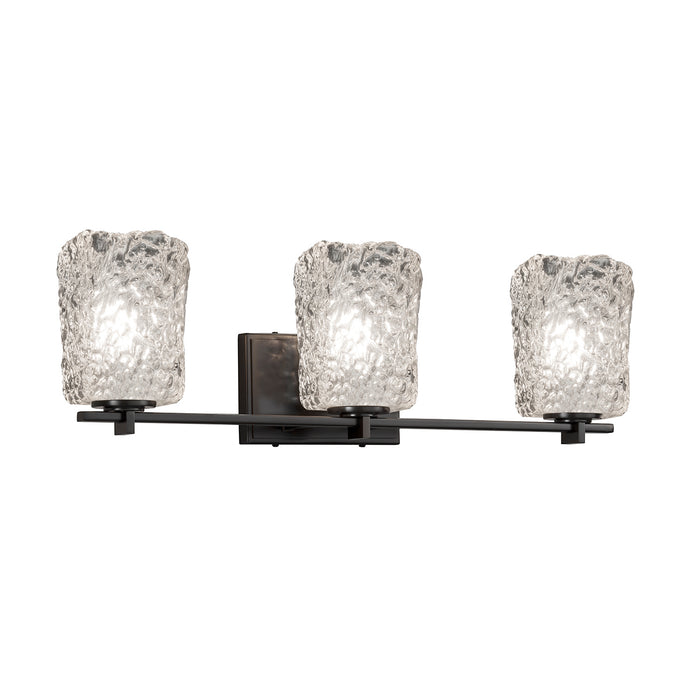 Justice Designs GLA-8443-26-CLRT-MBLK Three Light Bath Bar, Matte Black