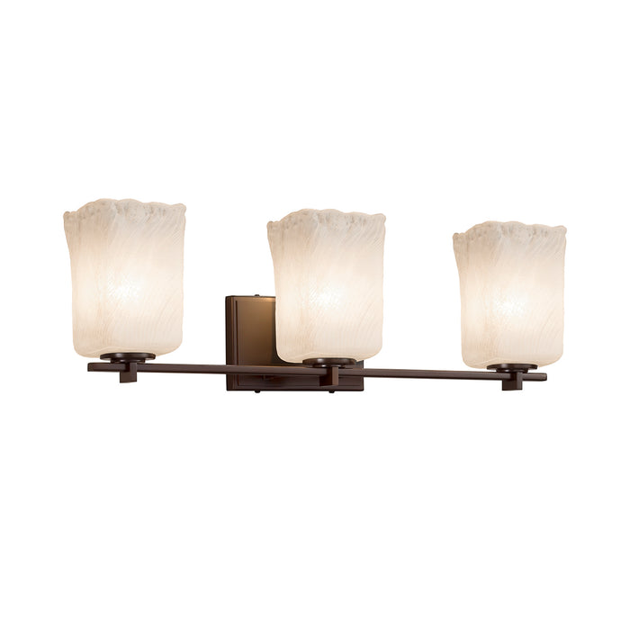 Justice Designs GLA-8443-26-WHTW-DBRZ Three Light Bath Bar, Dark Bronze