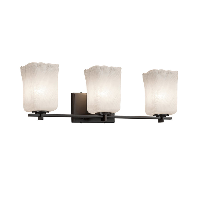 Justice Designs GLA-8443-26-WHTW-MBLK Three Light Bath Bar, Matte Black