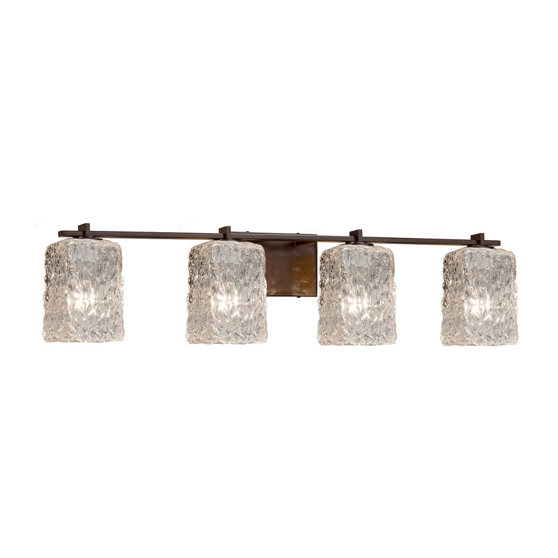 Justice Designs GLA-8444-26-CLRT-DBRZ Four Light Bath Bar, Dark Bronze