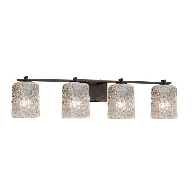 Justice Designs GLA-8444-26-CLRT-MBLK Four Light Bath Bar, Matte Black