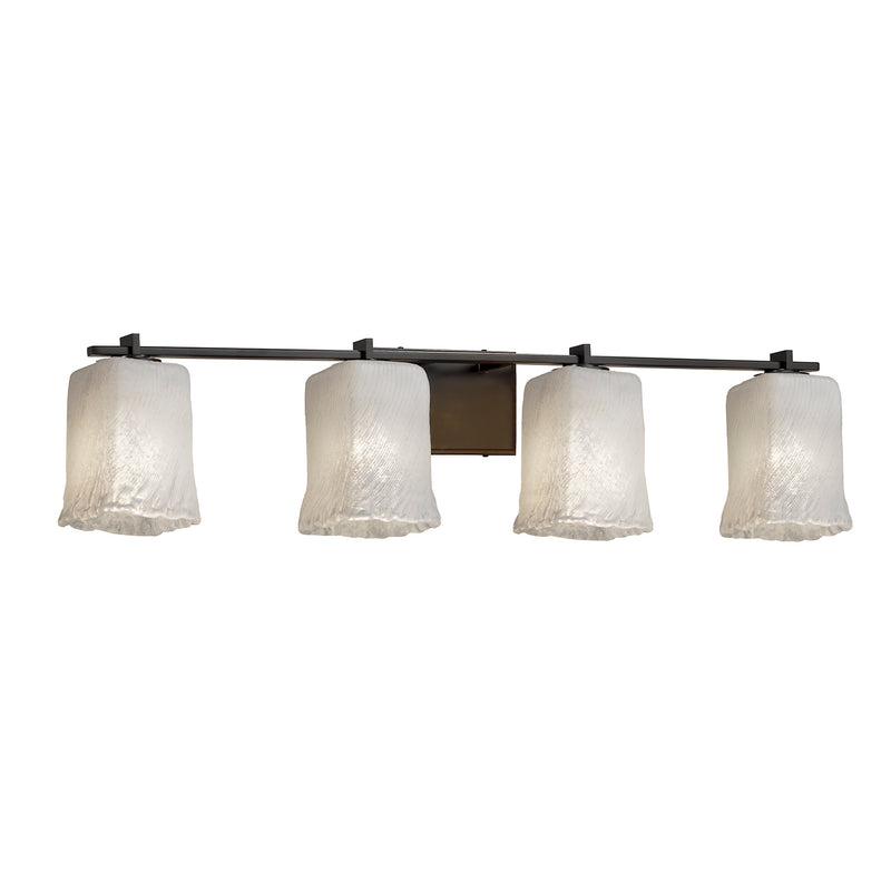 Justice Designs GLA-8444-26-WHTW-MBLK Four Light Bath Bar, Matte Black
