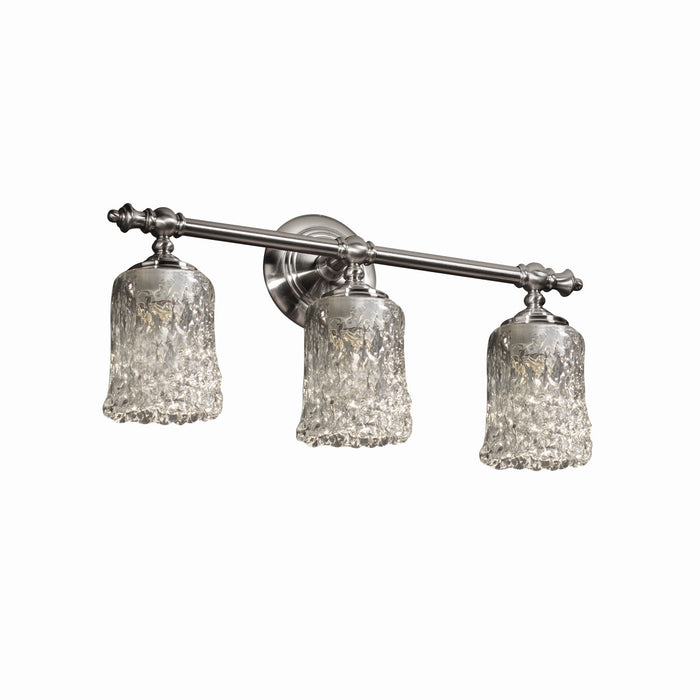 Justice Designs GLA-8523-16-CLRT-NCKL Three Light Bath Bar, Brushed Nickel