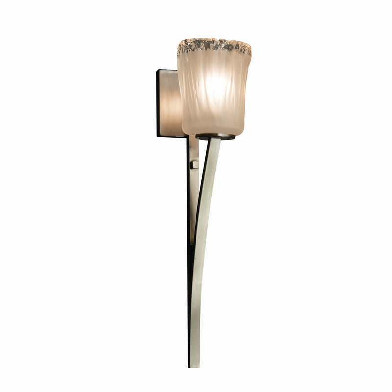 Justice Designs GLA-8791-16-WTFR-NCKL One Light Wall Sconce, Brushed Nickel