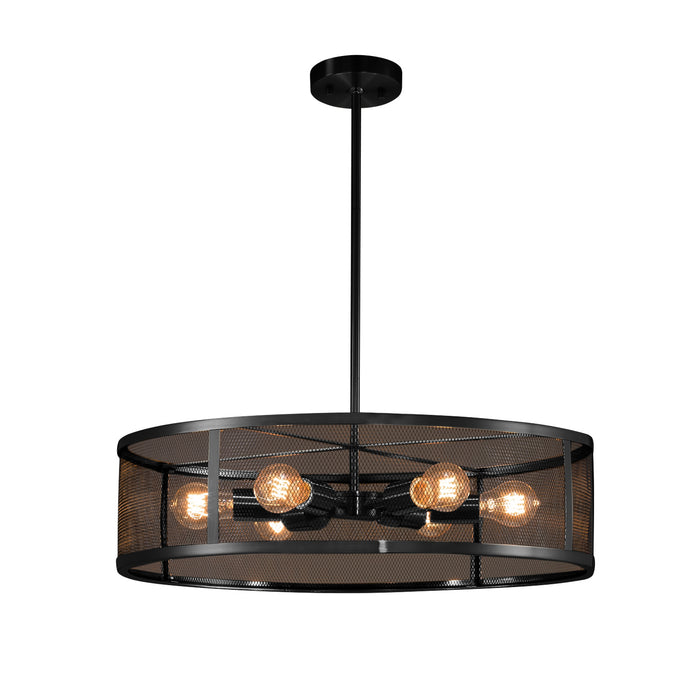 Justice Designs MSH-9552-MBLK Six Light Pendant, Matte Black