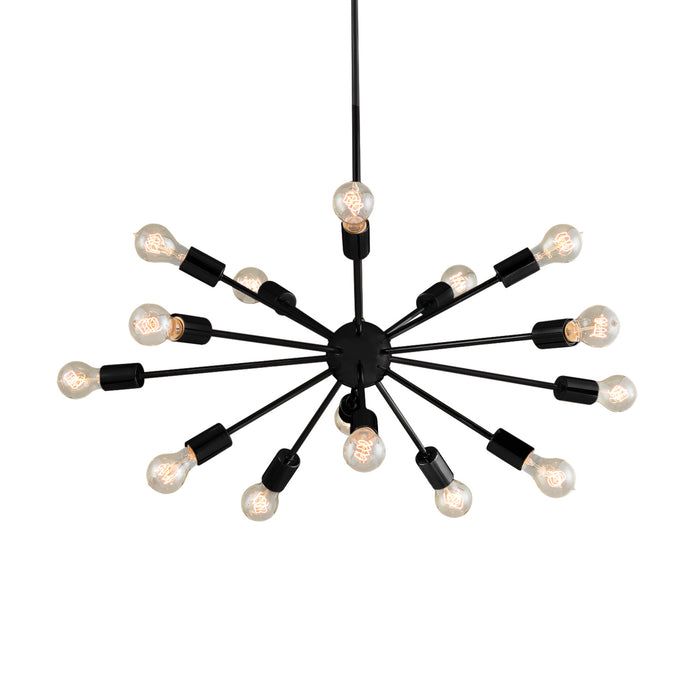 Justice Designs NSH-8024-MBLK 15 Light Chandelier, Matte Black