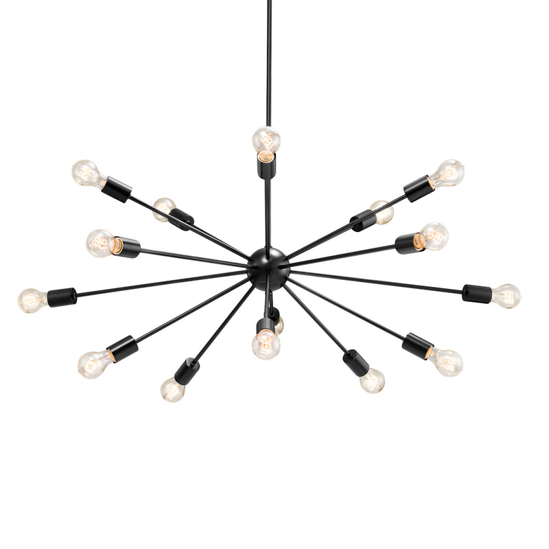 Justice Designs NSH-8027-MBLK 15 Light Chandelier, Matte Black