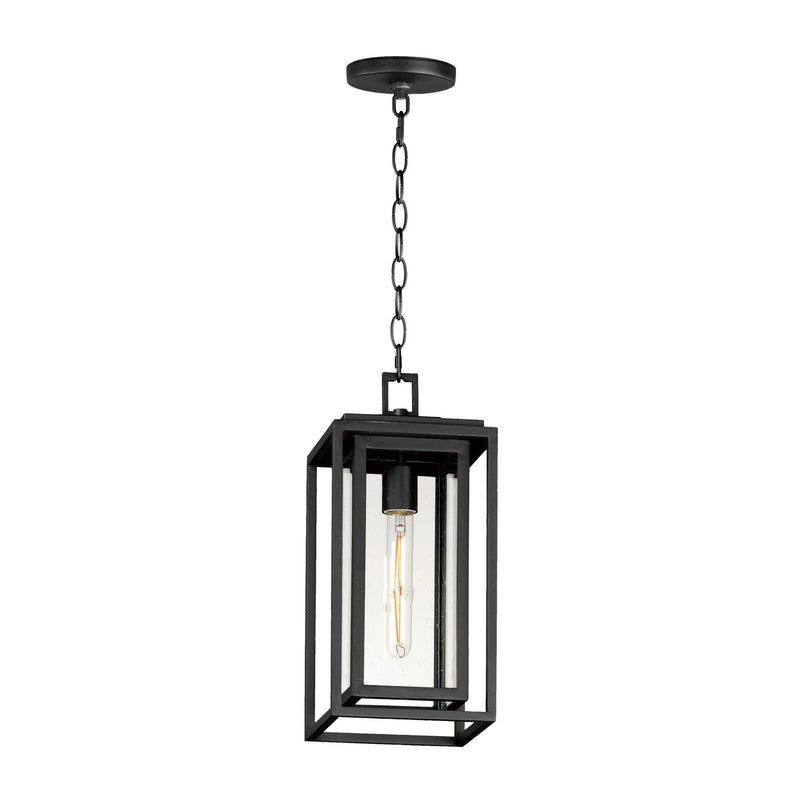 Maxim 40669CDBK One Light Outdoor Pendant, Black