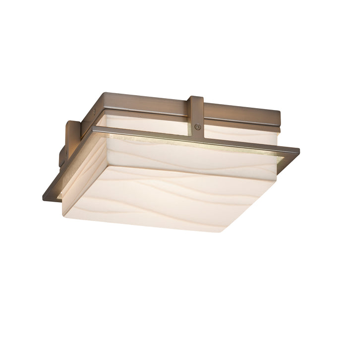 Justice Designs PNA-7560W-WAVE-NCKL LED Outdoor Flush Mount, Brushed Nickel