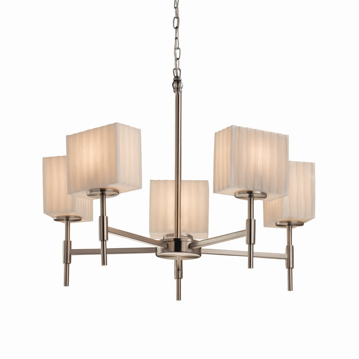 Justice Designs PNA-8410-55-WFAL-NCKL Five Light Chandelier, Brushed Nickel