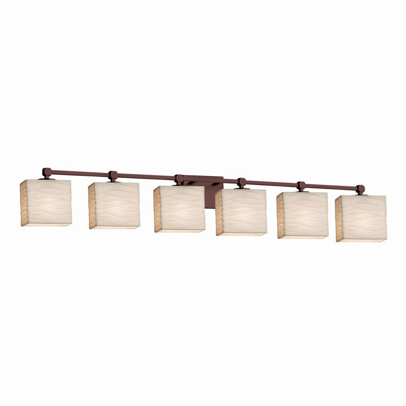 Justice Designs PNA-8426-55-WAVE-DBRZ Six Light Bath Bar, Dark Bronze
