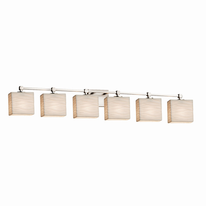 Justice Designs PNA-8426-55-WAVE-NCKL Six Light Bath Bar, Brushed Nickel