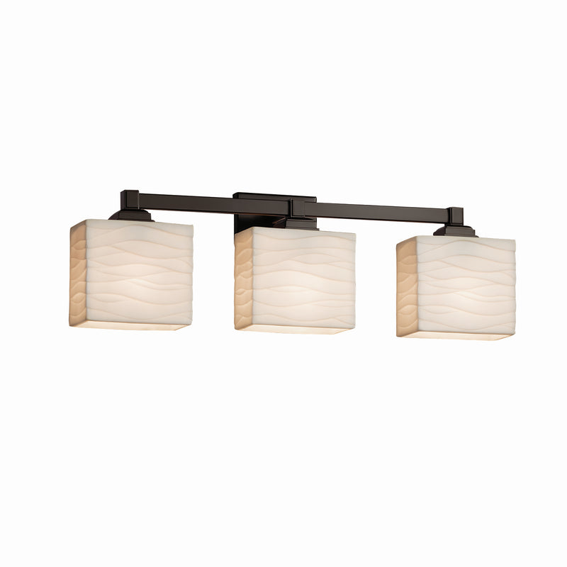 Justice Designs PNA-8433-55-WAVE-DBRZ Three Light Bath Bar, Dark Bronze