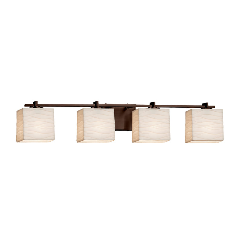 Justice Designs PNA-8444-55-WAVE-DBRZ Four Light Bath Bar, Dark Bronze