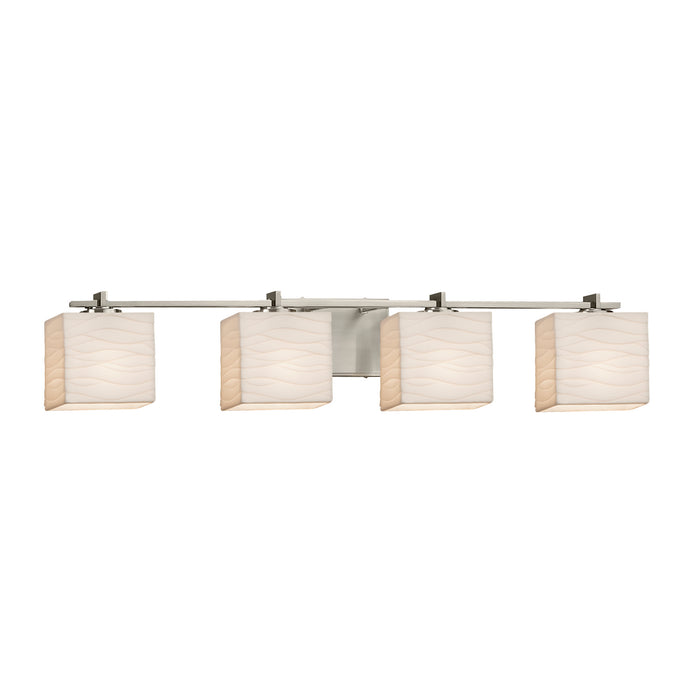Justice Designs PNA-8444-55-WAVE-NCKL Four Light Bath Bar, Brushed Nickel