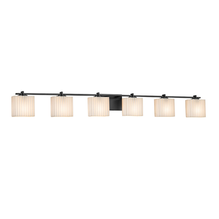 Justice Designs PNA-8446-55-PLET-MBLK Six Light Bath Bar, Matte Black