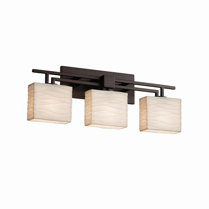 Justice Designs PNA-8703-55-WAVE-DBRZ Three Light Bath Bar, Dark Bronze