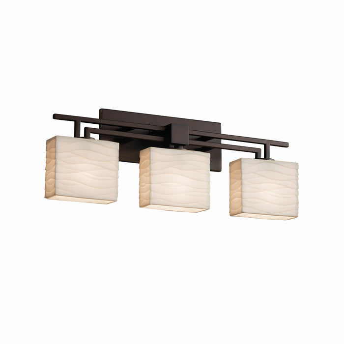 Justice Designs PNA-8703-55-WAVE-DBRZ Three Light Bath Bar, Dark Bronze
