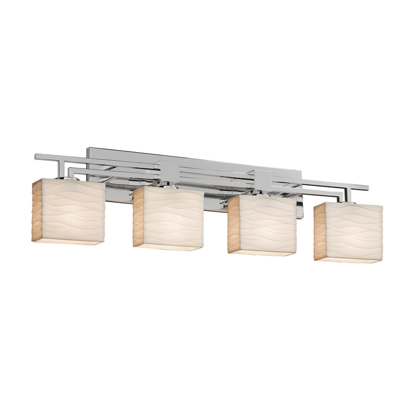 Justice Designs PNA-8704-55-WAVE-CROM Four Light Bath Bar, Polished Chrome