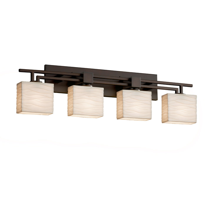 Justice Designs PNA-8704-55-WAVE-DBRZ Four Light Bath Bar, Dark Bronze