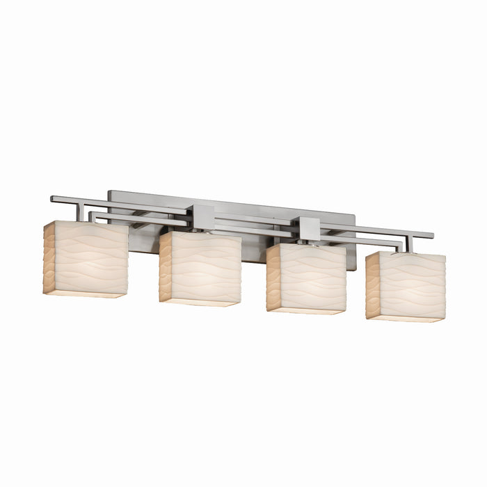 Justice Designs PNA-8704-55-WAVE-NCKL Four Light Bath Bar, Brushed Nickel