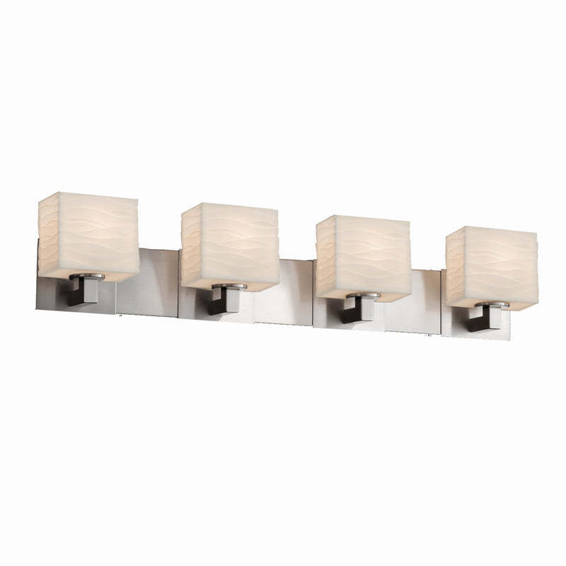 Justice Designs PNA-8924-55-WAVE-NCKL Four Light Bath Bar, Brushed Nickel