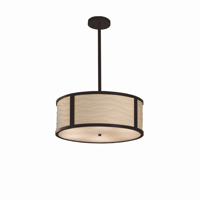 Justice Designs PNA-9541-WAVE-DBRZ Three Light Pendant, Dark Bronze