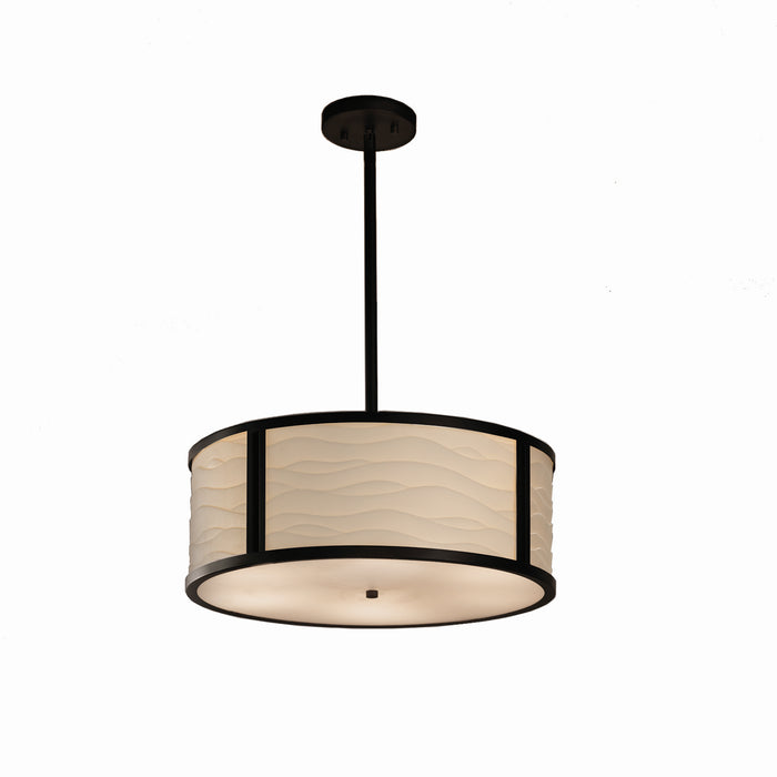 Justice Designs PNA-9541-WAVE-MBLK Three Light Pendant, Matte Black