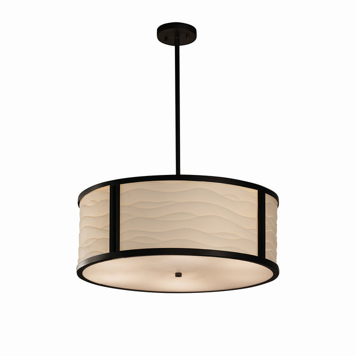 Justice Designs PNA-9542-WAVE-MBLK Six Light Pendant, Matte Black
