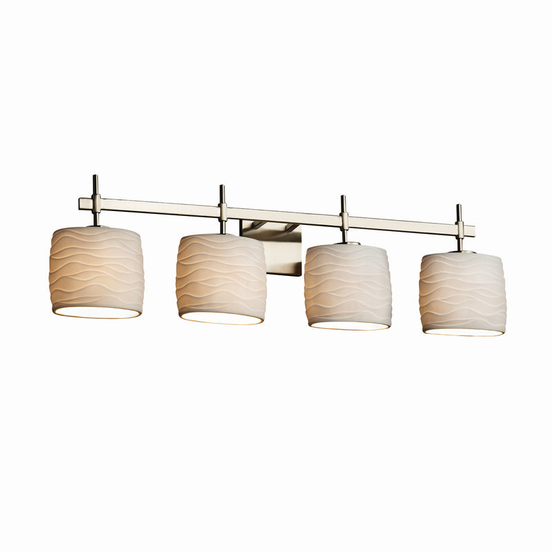 Justice Designs POR-8414-30-WAVE-NCKL Four Light Bath Bar, Brushed Nickel