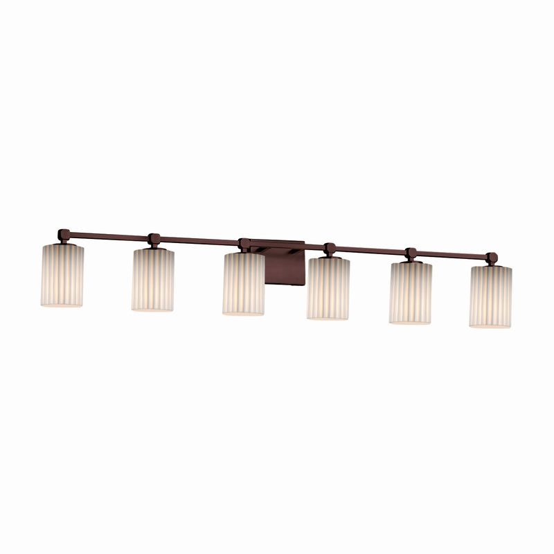 Justice Designs POR-8426-10-PLET-DBRZ Six Light Bath Bar, Dark Bronze