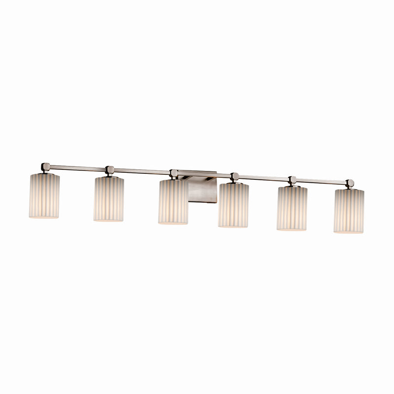Justice Designs POR-8426-10-PLET-NCKL Six Light Bath Bar, Brushed Nickel