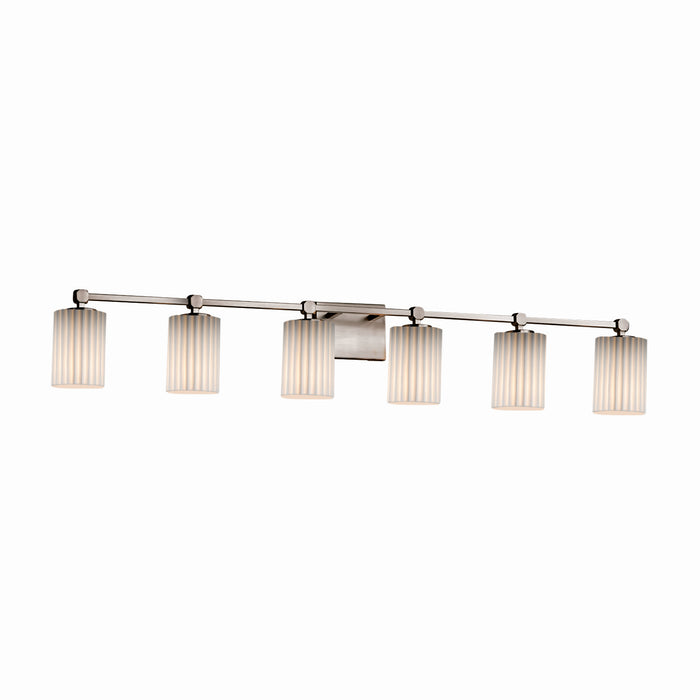 Justice Designs POR-8426-10-PLET-NCKL Six Light Bath Bar, Brushed Nickel