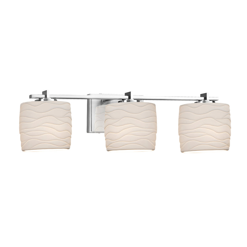 Justice Designs POR-8443-30-WAVE-CROM Three Light Bath Bar, Polished Chrome