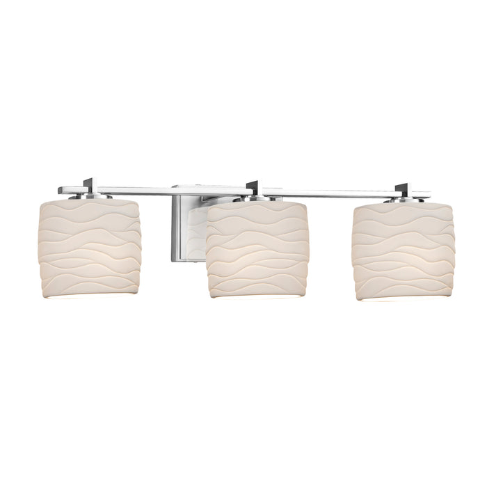 Justice Designs POR-8443-30-WAVE-CROM Three Light Bath Bar, Polished Chrome