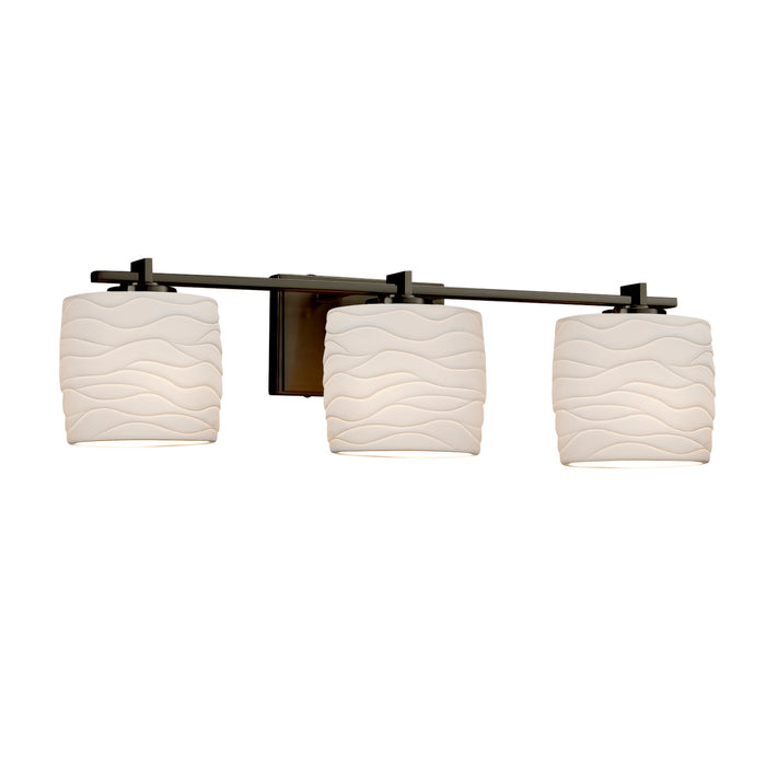 Justice Designs POR-8443-30-WAVE-DBRZ Three Light Bath Bar, Dark Bronze