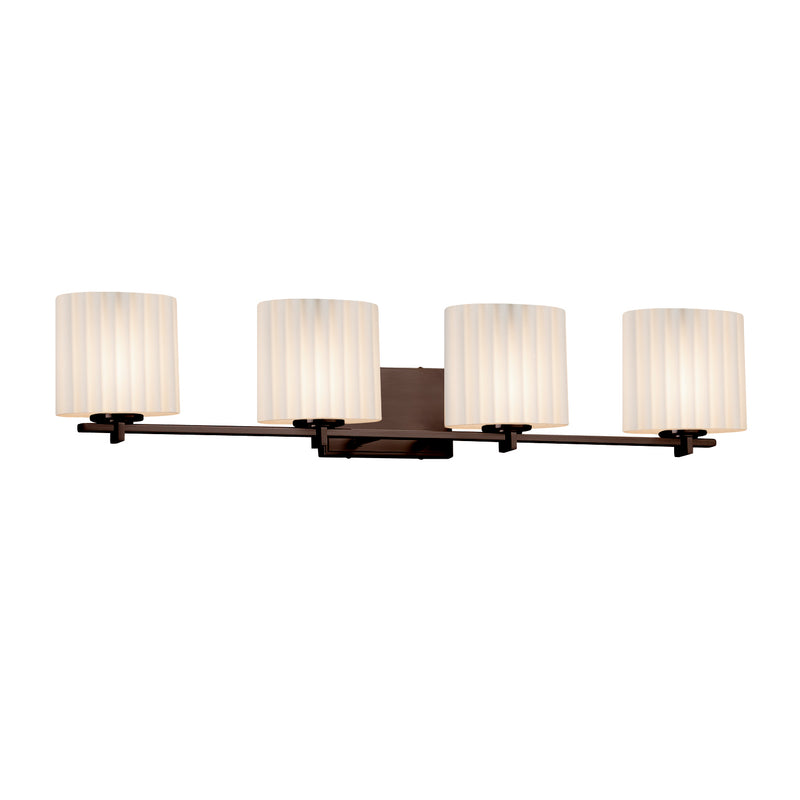 Justice Designs POR-8444-30-PLET-DBRZ Four Light Bath Bar, Dark Bronze