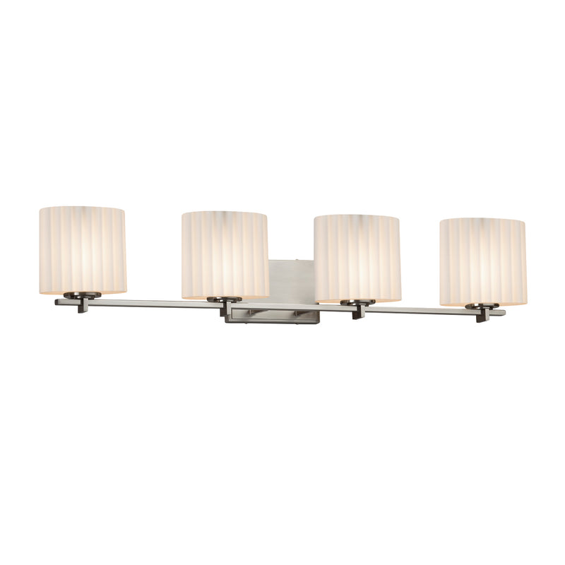 Justice Designs POR-8444-30-PLET-NCKL Four Light Bath Bar, Brushed Nickel