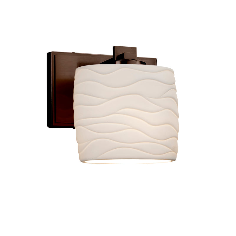 Justice Designs POR-8447-30-WAVE-DBRZ One Light Wall Sconce, Dark Bronze