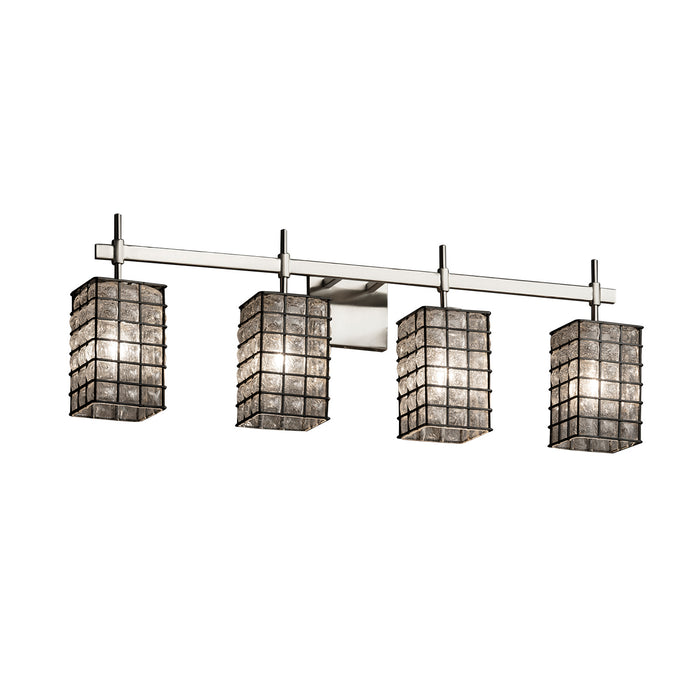 Justice Designs WGL-8414-15-GRCB-NCKL Four Light Bath Bar, Brushed Nickel