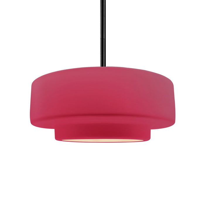 Justice Designs CER-6543-CRSE-MBLK-RIGID One Light Pendant, Cerise