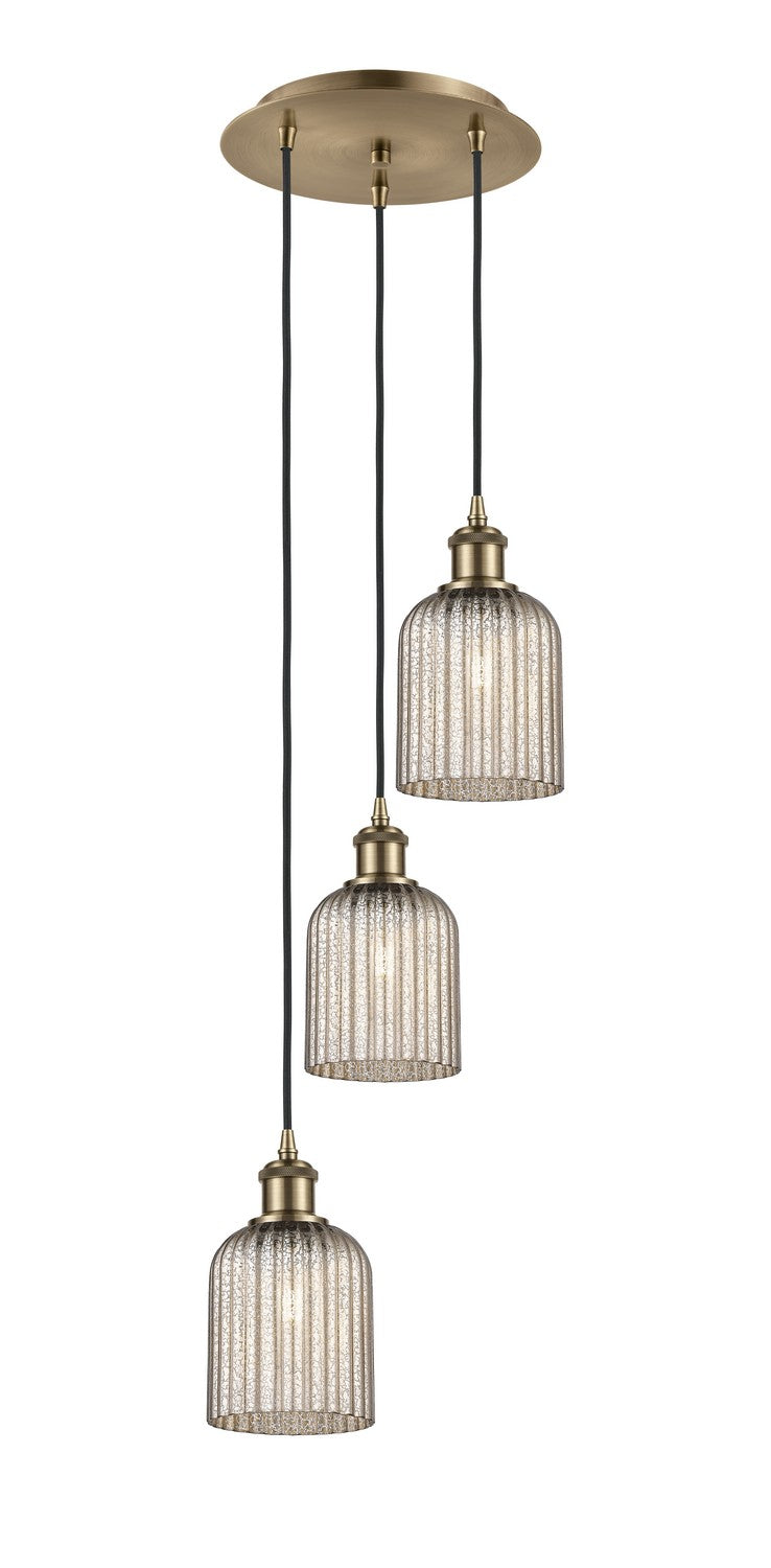 Innovations 113B-3P-AB-G559-5ME Three Light Pendant, Antique Brass
